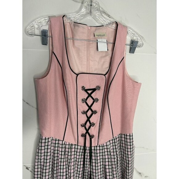 Chic Pink and Black Lace-Up Midi Dress - Picture 6 of 15